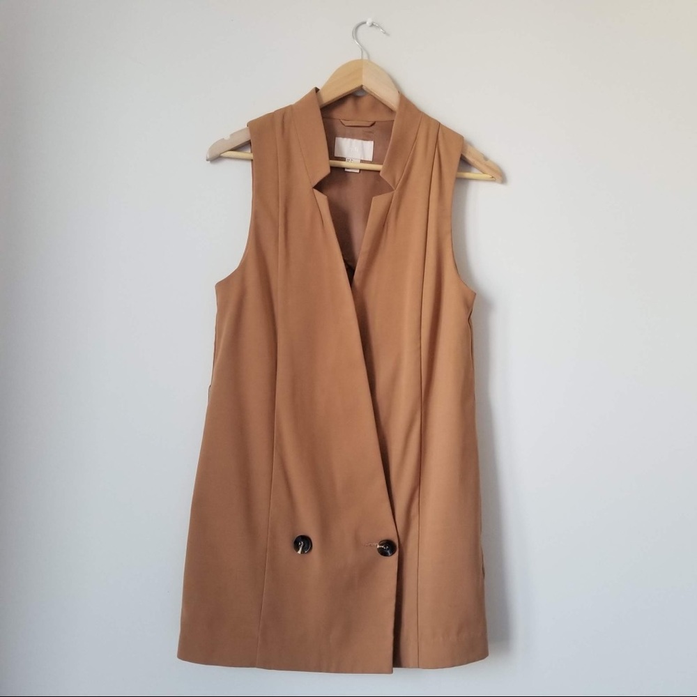 NWOT H&M Camel Longline Double Breasted Vest